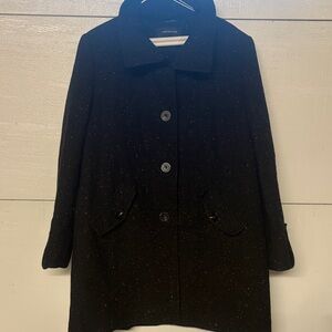 Wool Blend Brown Textured Women's Coat - Classic Button Front